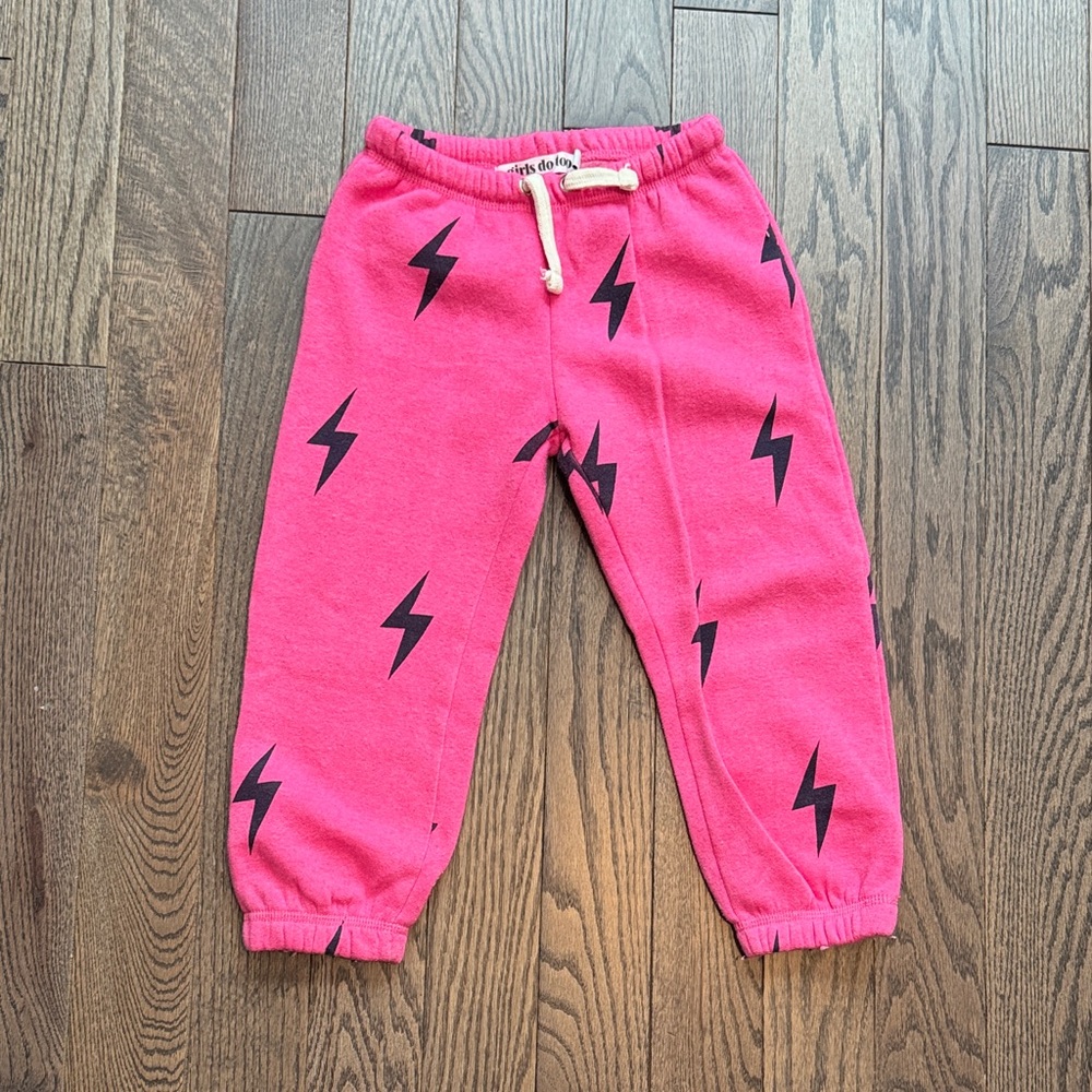 Kids' Vibrant Pink Joggers with Lightning Design